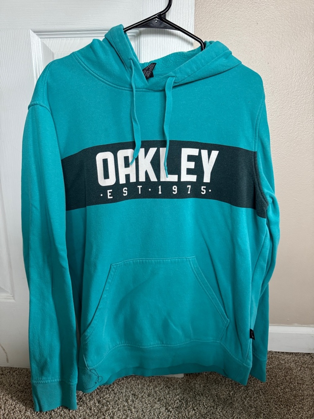 Oakley Teal & Black Logo Pullover Hoodie - Men's